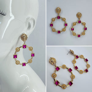 PINK LION EARRING