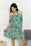 Sew In Love Full Size Perfect Paradise Printed Cold-Shoulder Dress