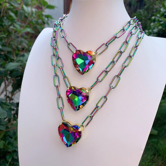 ASHLYN HEART OILSPILL NECKLACE