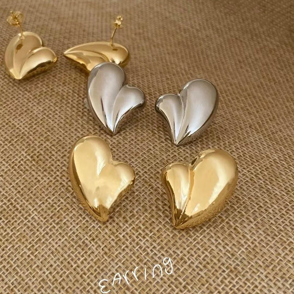 PUFF HEART STUD EARRINGS