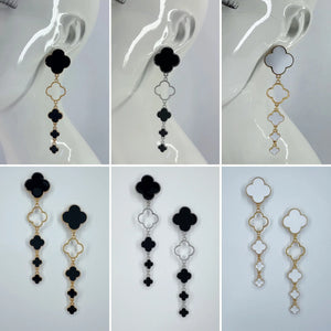 5 STACK CLOVER DAANGLE EARRINGS