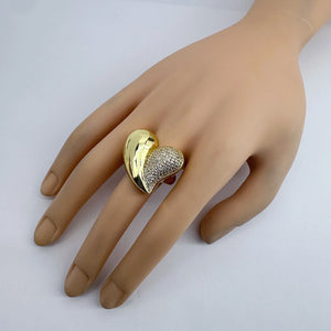 CRYSTAL HALF HEART  RING