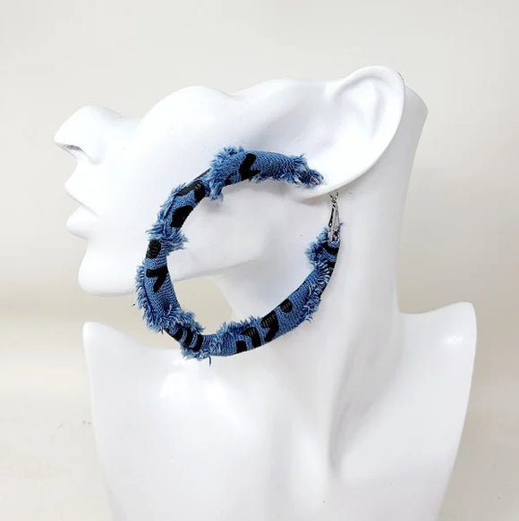 DENIM LEOPARD HOOP