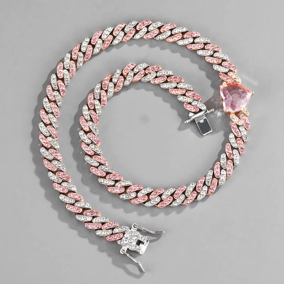 NEVAEH'S HEART PINK ICE NECKLACE