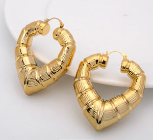 CHUNKY HEART HOOP EARRINGS