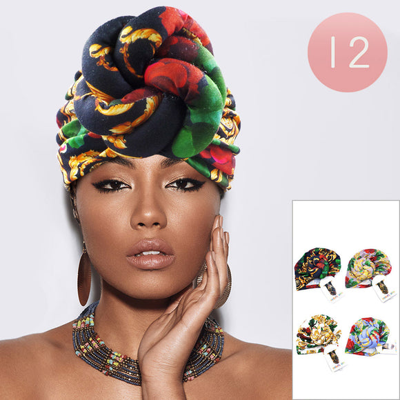 VERSACE INSPIRED FLORAL PATTERN TURBAN