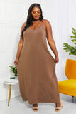 Zenana Full Size Beach Vibes Cami Maxi Dress in Mocha