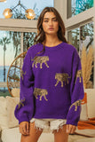 BiBi Tiger Pattern Long Sleeve Sweater