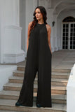 Double Take Full Size Tie Back Cutout Sleeveless Jumpsuit