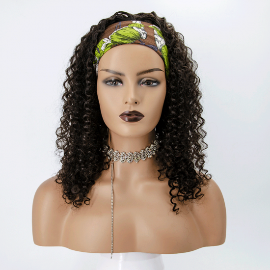 16 Inch Headband Deep Curly Human Hair Wig